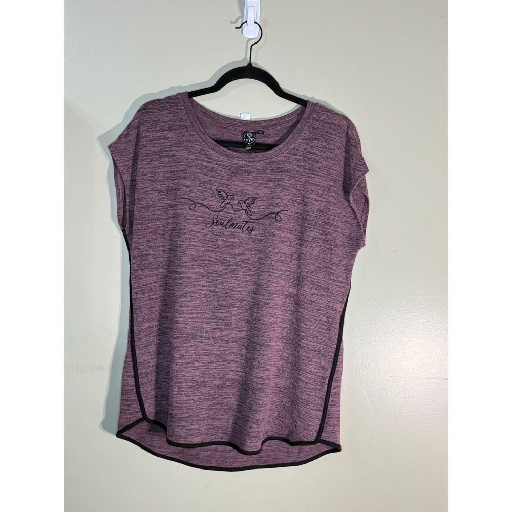 Toi & Moi Soulmates Graphic Top Purple Heathered Knit Short Sleeve M M/M